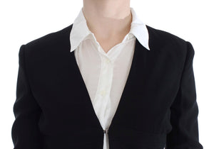 Exte Black Blue Two Piece Suit Skirt & Blazer