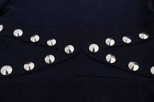 Exte Black Cotton Stretch Gold Studded Blazer Jacket