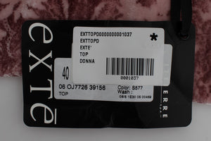 Exte Pink Floral Print Viscose Silk Blouse Top