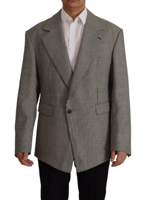 Dolce & Gabbana Gray Checkered Single Breasted Jacket Blazer