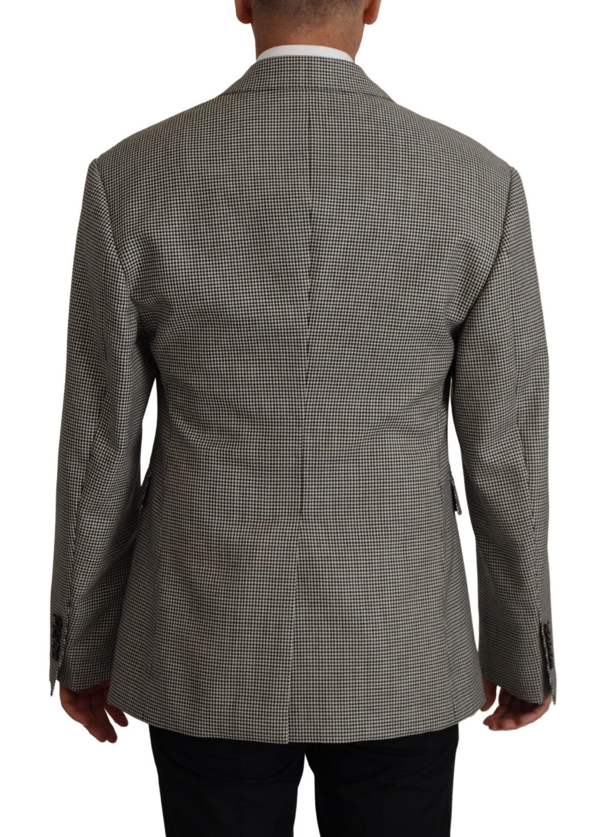 Dolce & Gabbana Gray Checkered Single Breasted Jacket Blazer