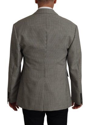 Dolce & Gabbana Gray Checkered Single Breasted Jacket Blazer