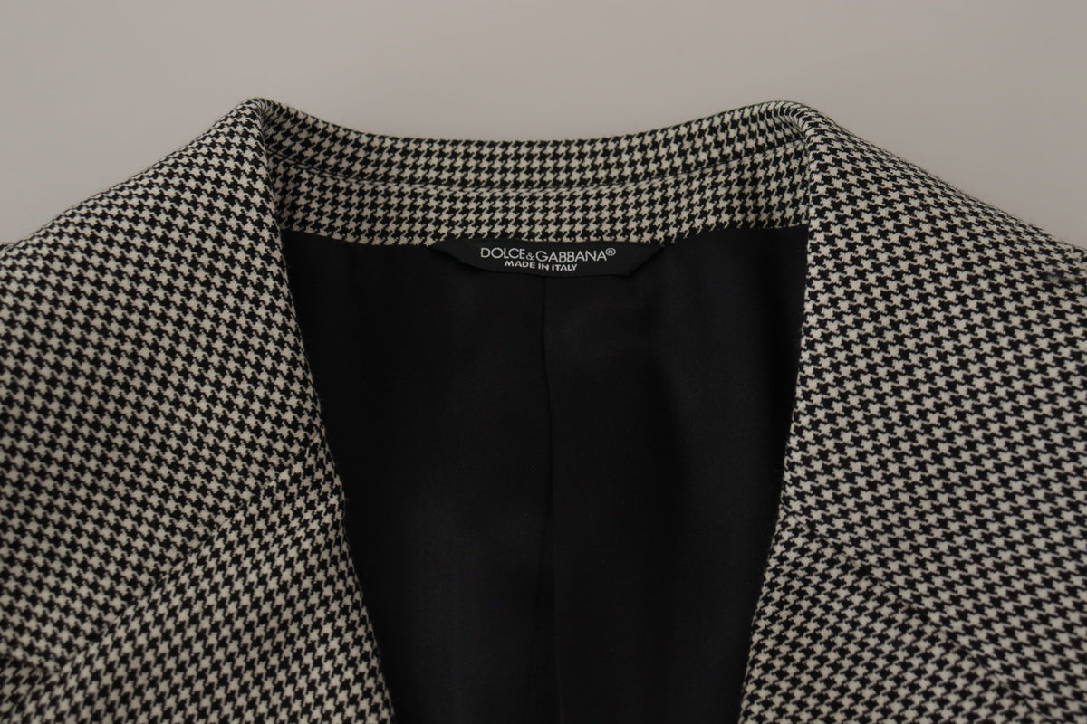 Dolce & Gabbana Gray Checkered Single Breasted Jacket Blazer