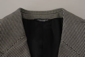 Dolce & Gabbana Gray Checkered Single Breasted Jacket Blazer