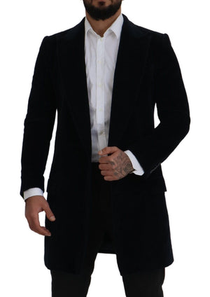 Dolce & Gabbana Black Cotton Cardigan Long Coat Men Jacket