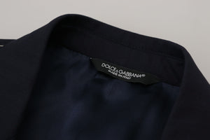 Dolce & Gabbana Blue Wool Single Breasted Coat Blazer