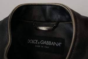 Dolce & Gabbana Black Leather Zipper Biker Coat Jacket