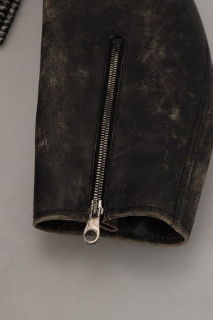 Dolce & Gabbana Black Houndstooth Polyester Bomber Jacket