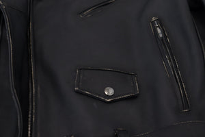 Dolce & Gabbana Black Leather Biker Coat Zipper Jacket