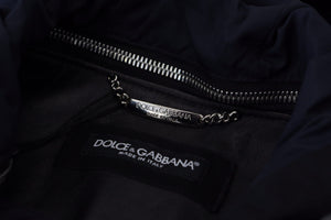 Dolce & Gabbana Black Polyester Hooded Blouson Coat Jacket