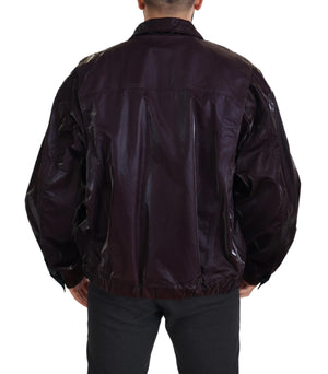 Dolce & Gabbana Bordeaux Nylon Collared Men Coat Jacket