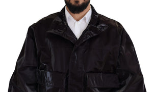 Dolce & Gabbana Bordeaux Nylon Collared Men Coat Jacket