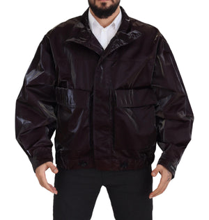 Dolce & Gabbana Bordeaux Nylon Collared Men Coat Jacket