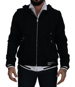 Dolce & Gabbana Black Polyester Hooded Full Zip Jacket