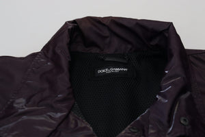 Dolce & Gabbana Purple Nylon Collared Biker Coat Jacket