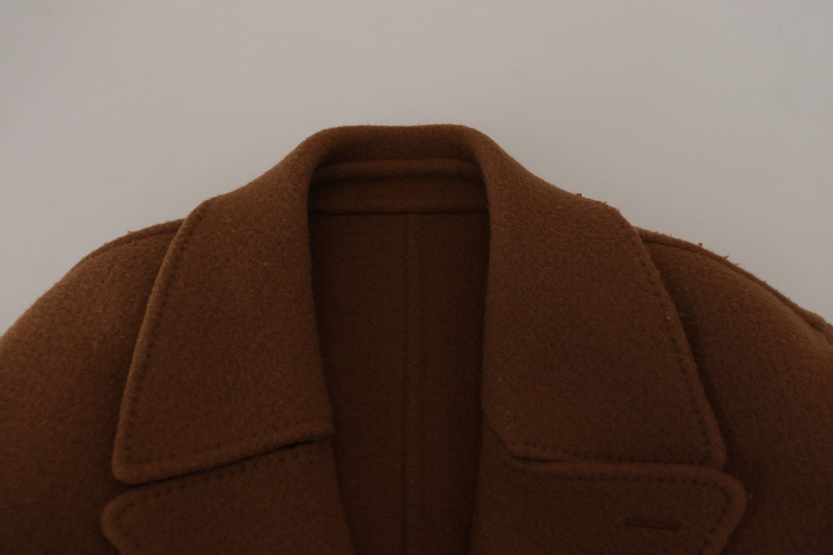 Dolce & Gabbana Brown Nylon Double Breasted Coat Jacket