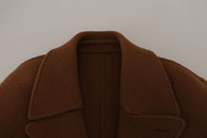 Dolce & Gabbana Brown Nylon Double Breasted Coat Jacket