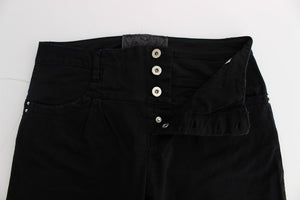 Costume National Black Cotton Slim Fit Cropped Jeans