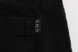 Costume National Black Cotton Slim Fit Cropped Jeans