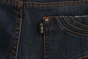 Costume National Blue Cotton Blend Bootcut Jeans