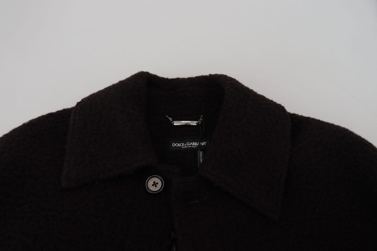 Dolce & Gabbana Black Alpaca Button Down Trench Coat Jacket