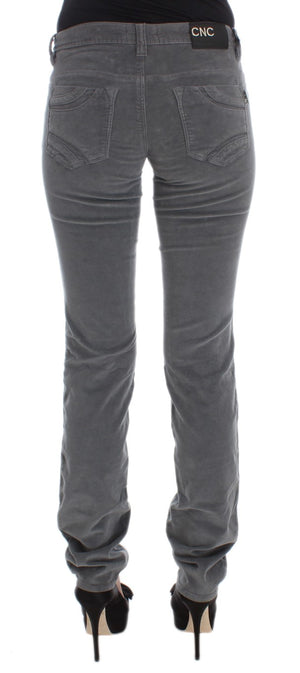 Costume National Gray Cotton Super Slim Corduroys Jeans