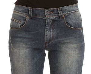 Ermanno Scervino Blue Wash Cotton Blend Slim Fit Jeans