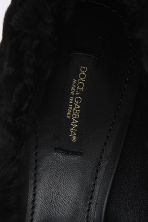 Dolce & Gabbana Black Xiangao Lamb Fur Leather Pumps