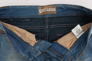 John Galliano Blue Wash Cotton Blend Slim Fit Jeans