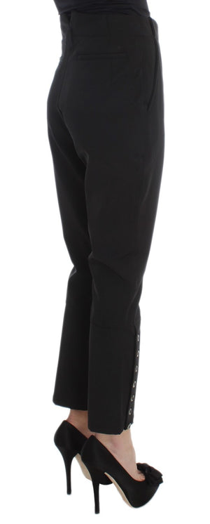 Ermanno Scervino Black Cotton Blend Capri Cropped Pants