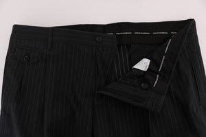 Dolce & Gabbana Blue Striped Cotton Dress Formal Pants
