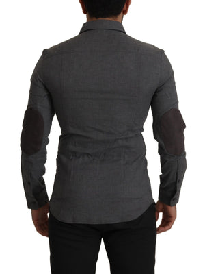 Costume National Dark Gray Cotton Casual Mens Shirt
