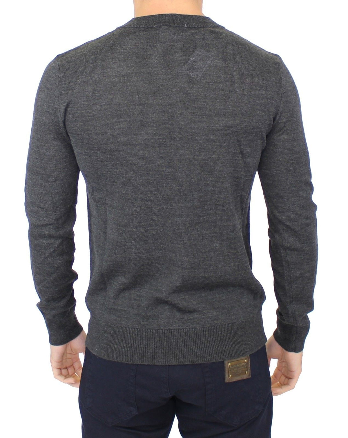 Ermanno Scervino Gray Wool Blend V-neck Pullover Sweater
