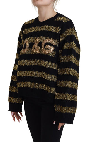 Dolce & Gabbana Black Gold D&G Crystal Cashmere Sweater