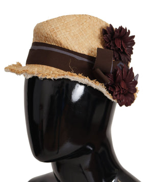 Dolce & Gabbana Yellow Ribbon Floral Embellished Straw Hat