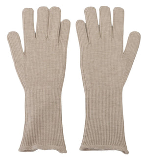 Dolce & Gabbana Ivory Cashmere Silk Hands Mitten Mens Gloves