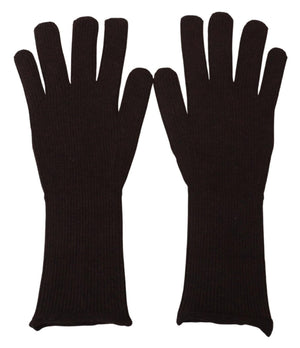 Dolce & Gabbana Brown Cashmere Silk Hands Mitten Mens Gloves
