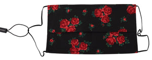 Dolce & Gabbana Black Floral Pleated Elastic Ear Strap One Size Face Mask