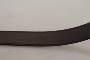 Dolce & Gabbana Gold Leather Silver Square Metal Buckle Belt