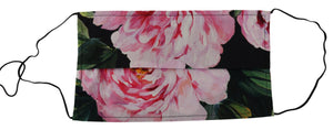 Dolce & Gabbana Black Floral Pleated Elastic Ear Strap Face Mask