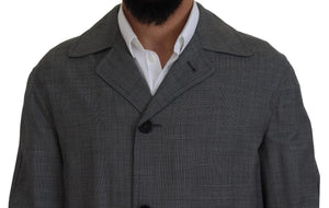 Dolce & Gabbana Gray Wool Plaid Long Trench Coat Jacket Trench Coat Jacket