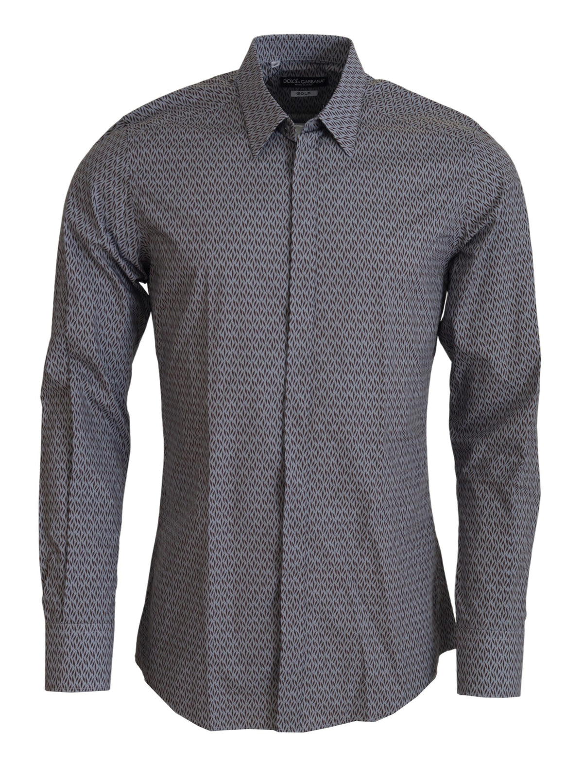 Dolce & Gabbana Gray Brown GOLD Slim Fit Dress Formal Shirt