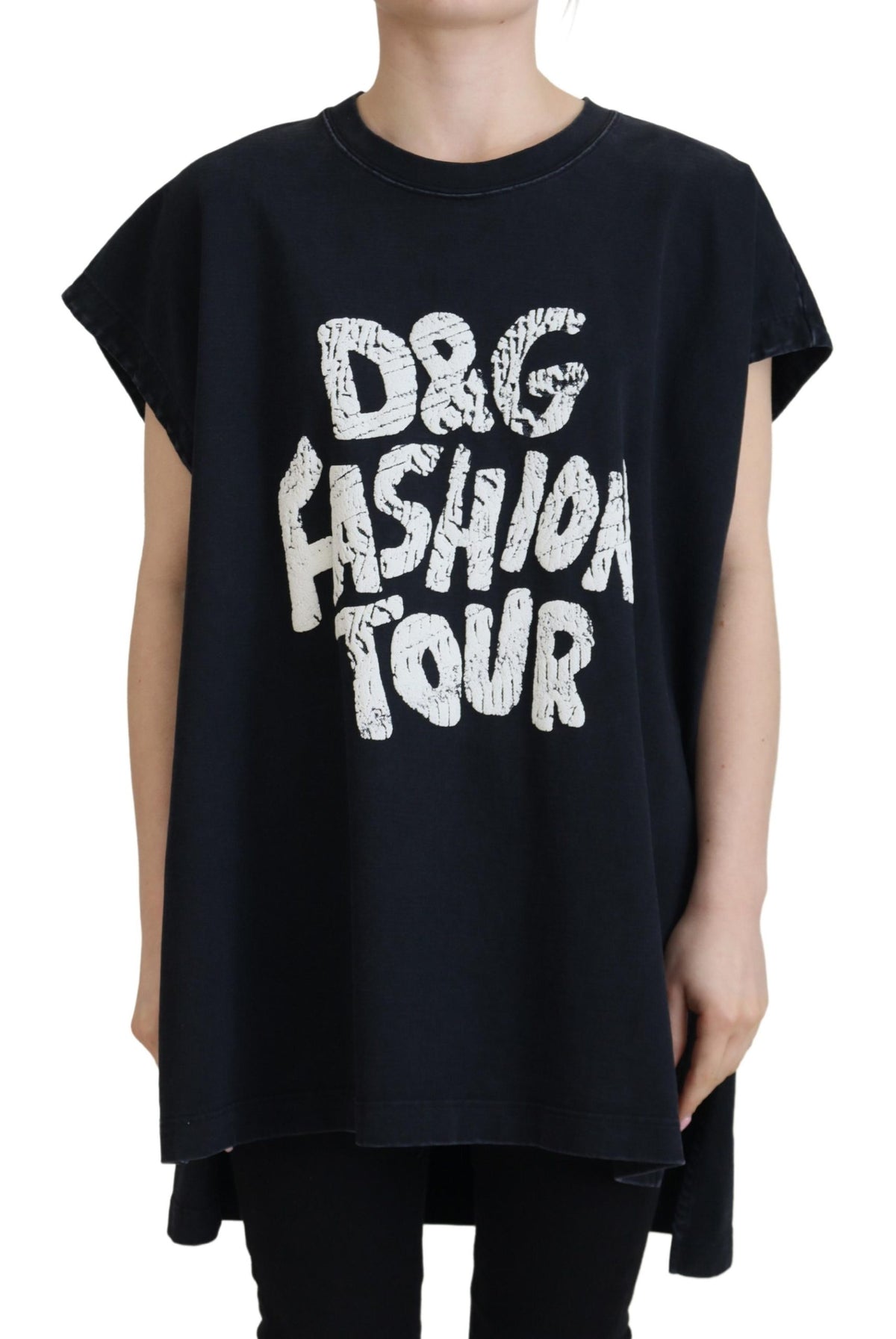 Dolce & Gabbana Black D&G Fashion Round Neck Cotton T-shirt