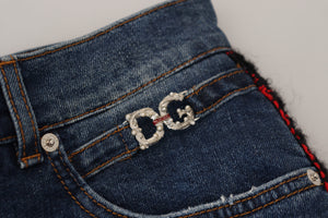 Dolce & Gabbana Blue Checkered Back Skinny Denim Jeans