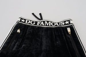 Dolce & Gabbana Black DG Logo Velvet Trouser Pants