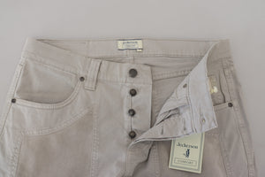 Jeckerson Gray Cotton Tapered Men Casual Pants