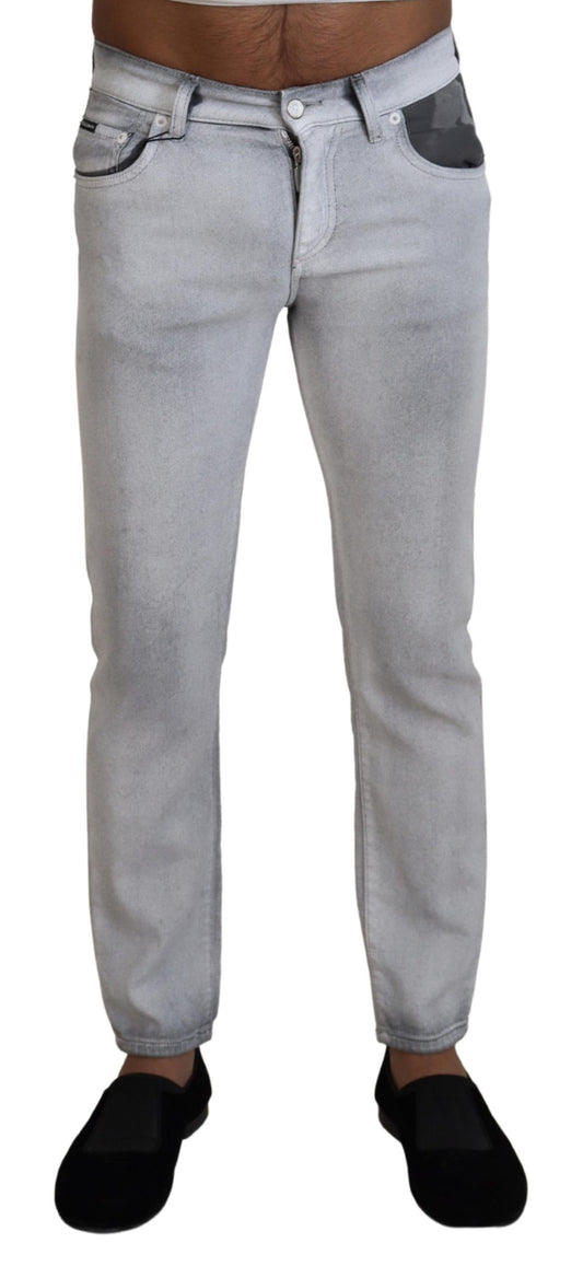 Dolce & Gabbana Gray Washed Skinny Men Denim Jeans