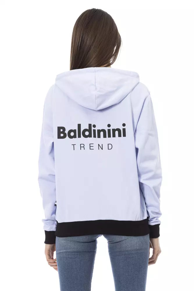 Baldinini Trend Purple Cotton Women Sweater With Adjustable Hood