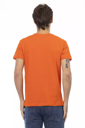Trussardi Action Orange Cotton Men's V-Neck T-Shirt