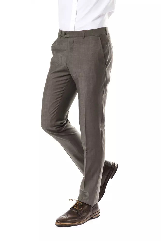 Uominitaliani Gray Wool Mens Suit Pant
